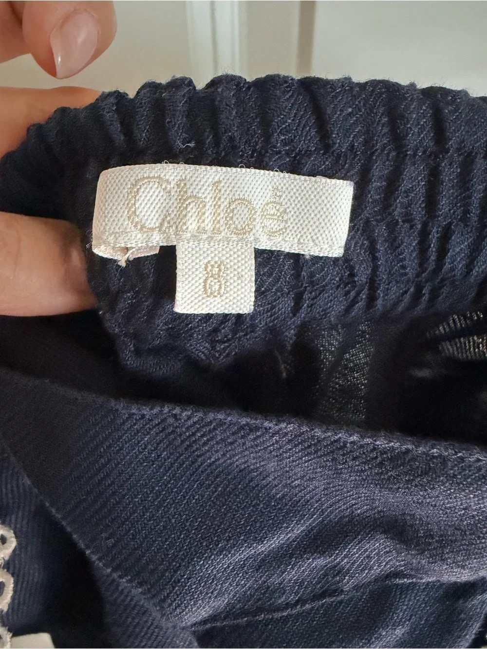 Chlóe Navy linen pants with Contrast White Trim and Waist Tie